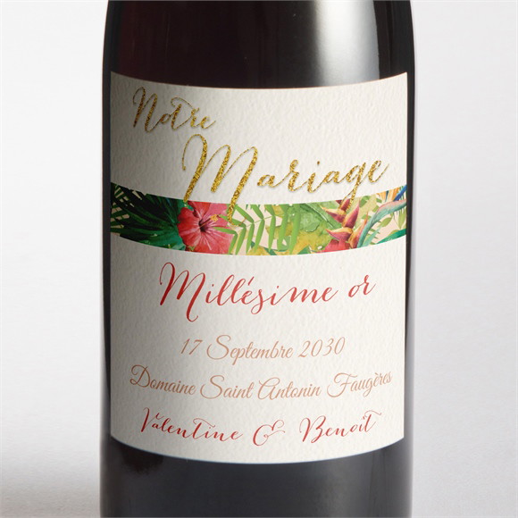 Etiquette de bouteille mariage Nos Tropiques réf.N300787