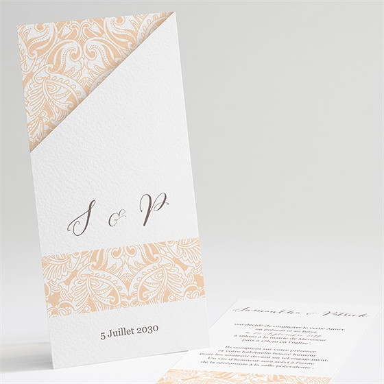 Faire-part mariage arabesque végétale et florale