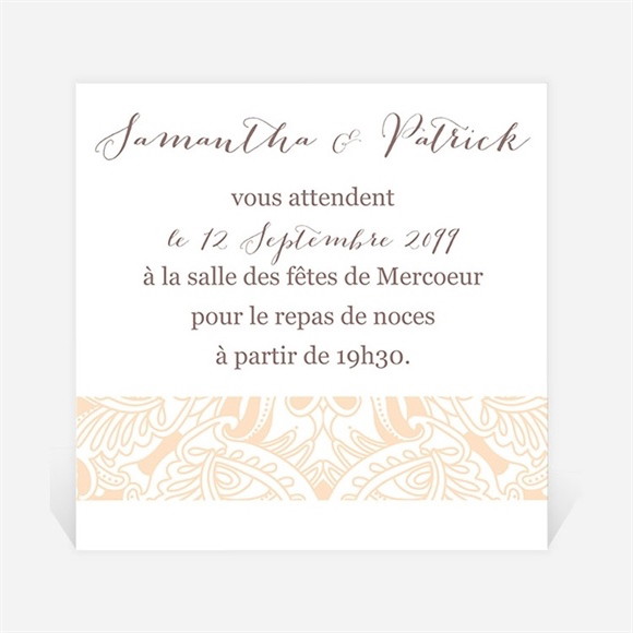 Carton d'invitation mariage Arabesque végétale et florale réf.N300804