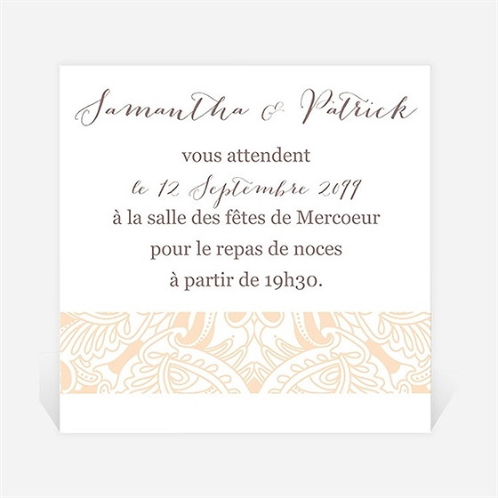 Carton d'invitation mariage arabesque végétale et florale