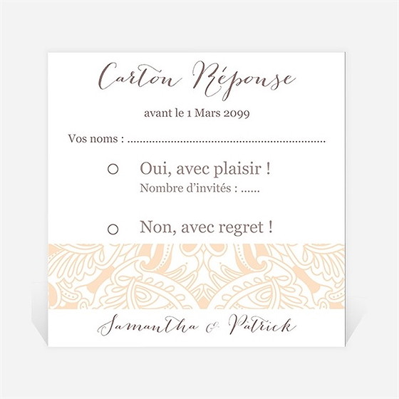 Carton réponse mariage arabesque végétale et florale
