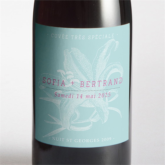 Etiquette de bouteille mariage simple et chic