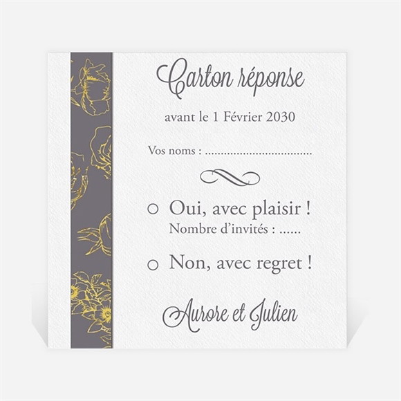 Carton réponse mariage Gris anthracite réf.N300817