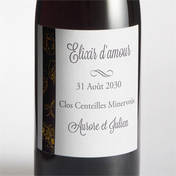 Etiquette de bouteille mariage Gris anthracite réf.N300818