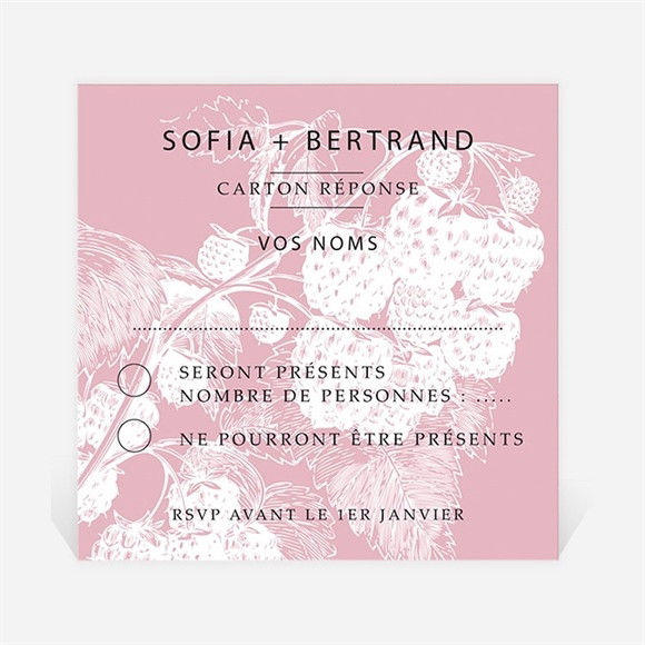 Carton réponse mariage Carte gourmande et raffinée réf.N300820