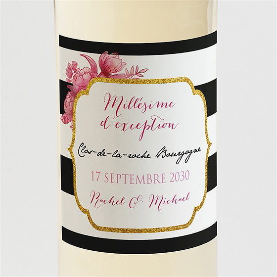 Etiquette de bouteille mariage original et baroque