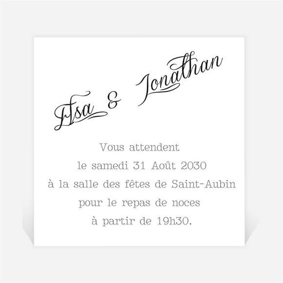 Carton d'invitation mariage Notre Volonté réf.N300825