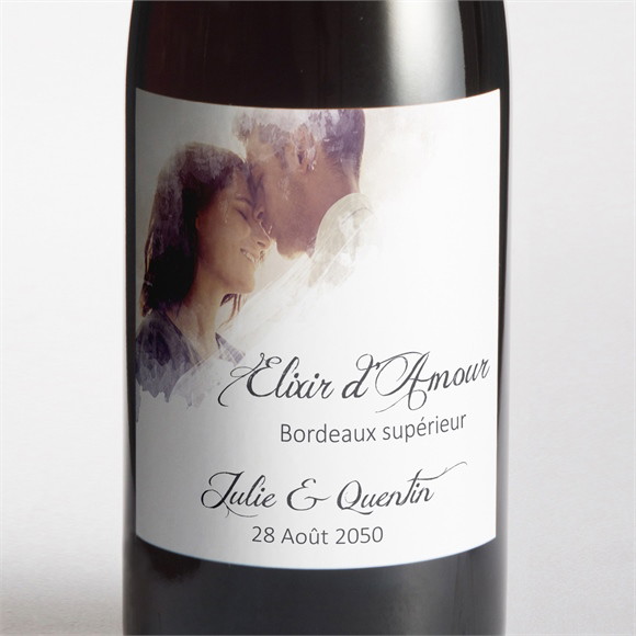 Etiquette de bouteille mariage Tendresse photo réf.N300830