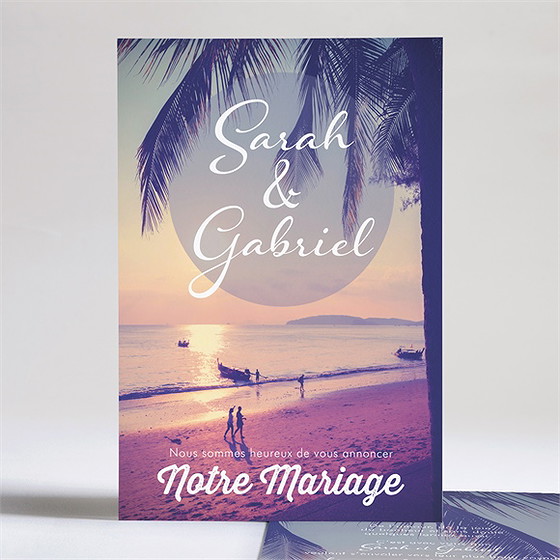 Faire-part mariage notre coucher de soleil