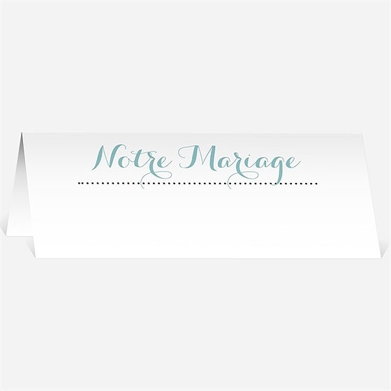 Marque-place mariage chevrons camaïeu bleu et vert