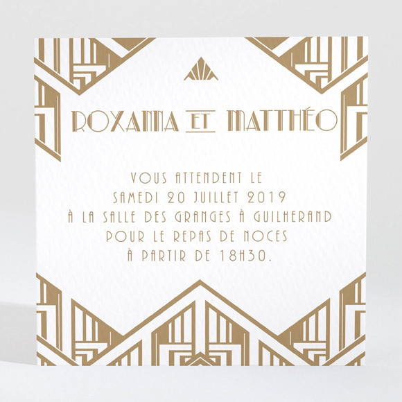 Carton d'invitation mariage Années folles réf.N300861