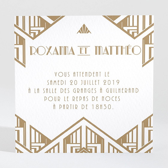 Carton d'invitation mariage années folles