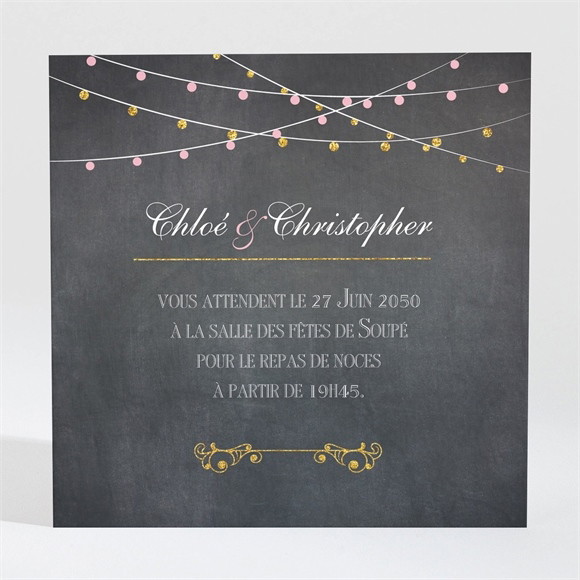 Carton d'invitation mariage Ardoise élégante et étiquettes réf.N300875