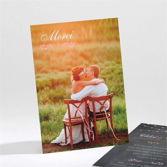 Remerciement mariage Ardoise élégante et étiquettes réf.N21196