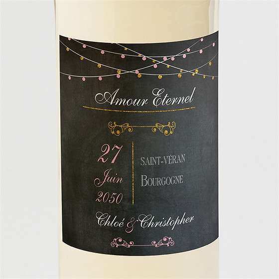 Etiquette de bouteille mariage ardoise élégante et étiquettes