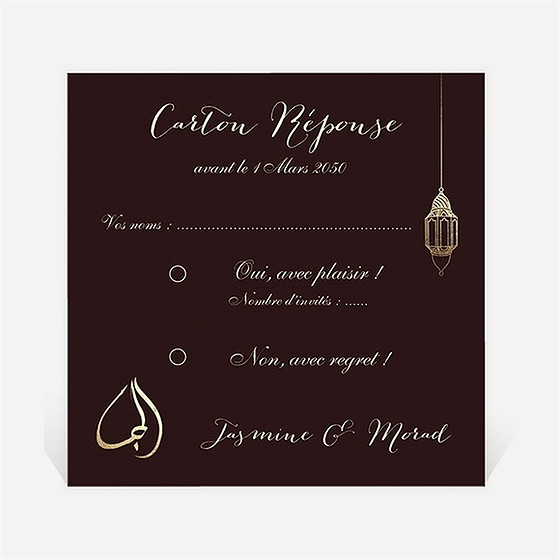 Carton réponse mariage mille et une nuits