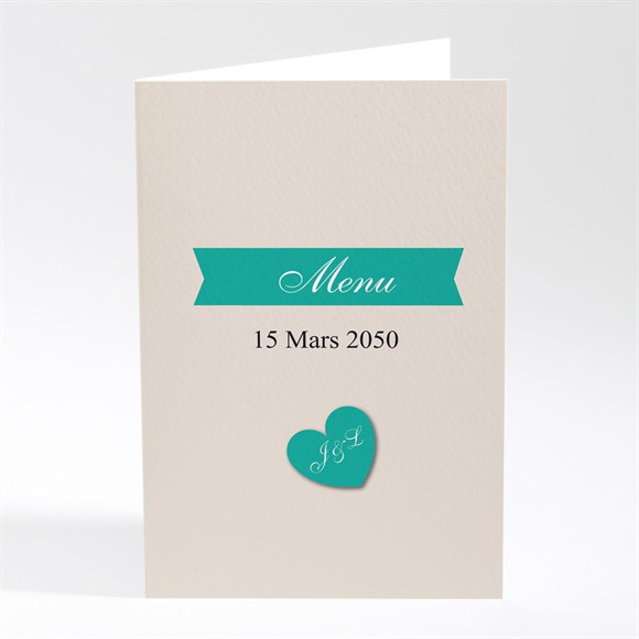 Menu mariage Photo et vert pastel réf.N401612