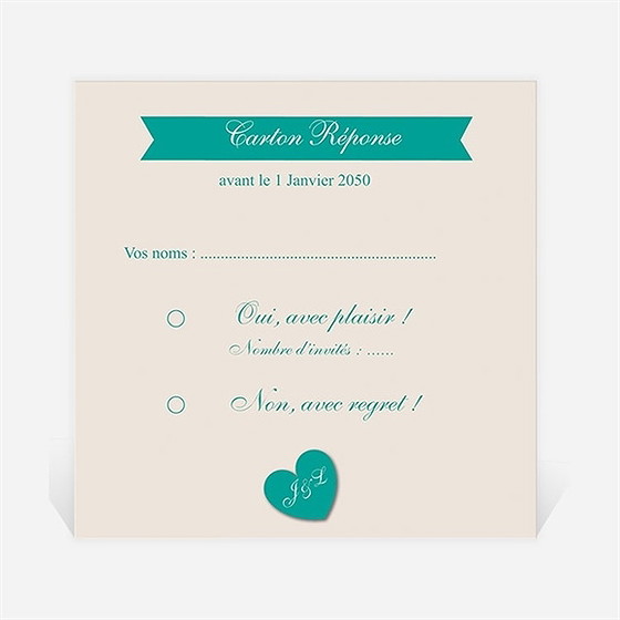 Carton réponse mariage photo et vert pastel