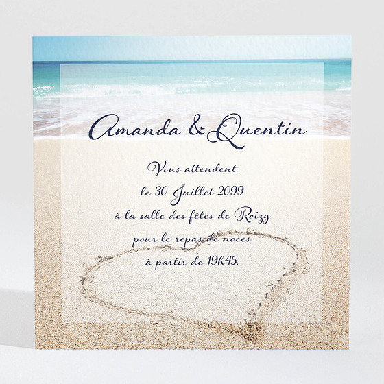 Carton d'invitation mariage rêve de plage