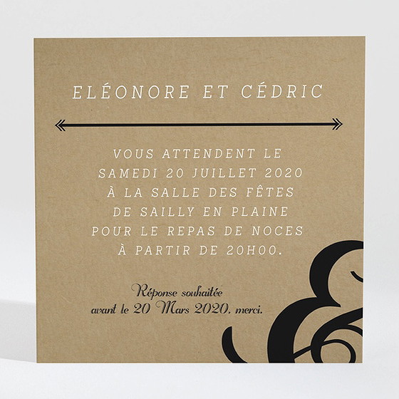 Carton d'invitation mariage black chic
