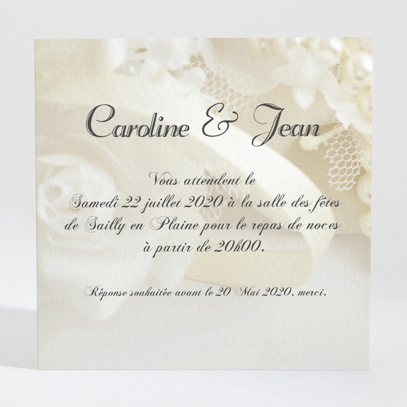 Carton d'invitation mariage Organza réf.N300906