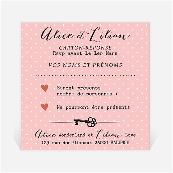 Carton réponse mariage atout coeur