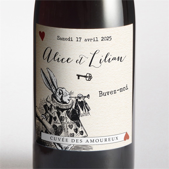 Etiquette de bouteille mariage Atout Coeur réf.N300910