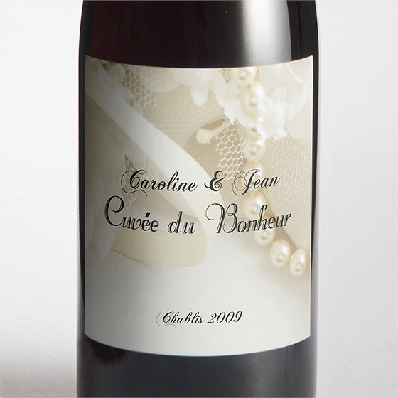 Etiquette de bouteille mariage organza