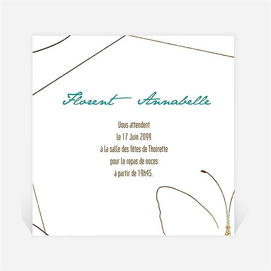 Carton d'invitation mariage papillon photo original
