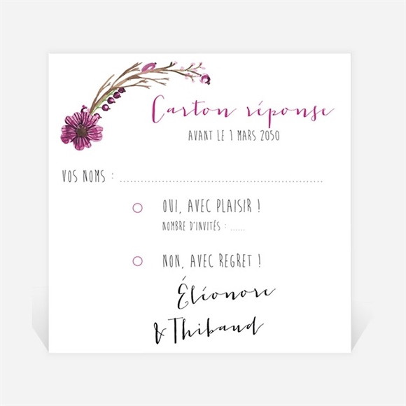 Carton réponse mariage Annonce chic et tendance réf.N300915