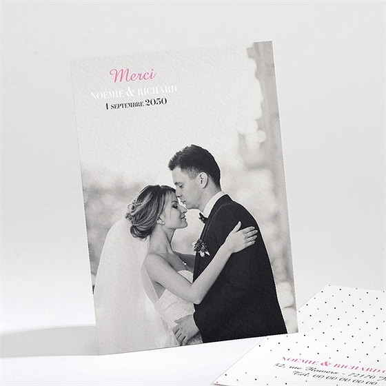 Remerciement mariage champêtre rose original