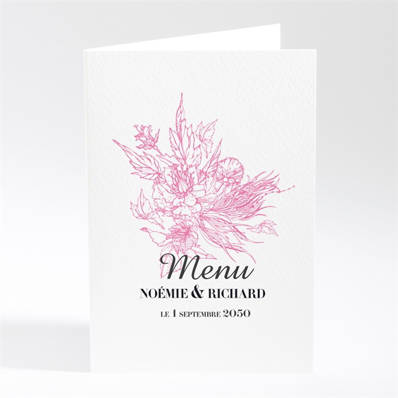 Menu mariage Champêtre rose original réf.N401618