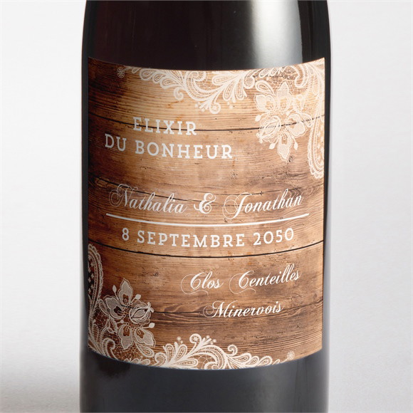 Etiquette de bouteille mariage Boisé réf.N300919
