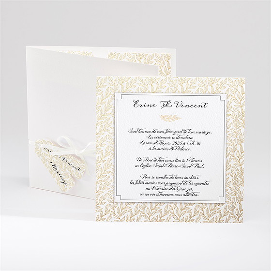 Faire-part mariage elégance dorée et prestige