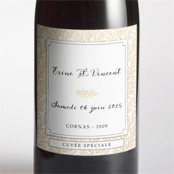 Etiquette de bouteille mariage Elégance dorée et prestige réf.N300925
