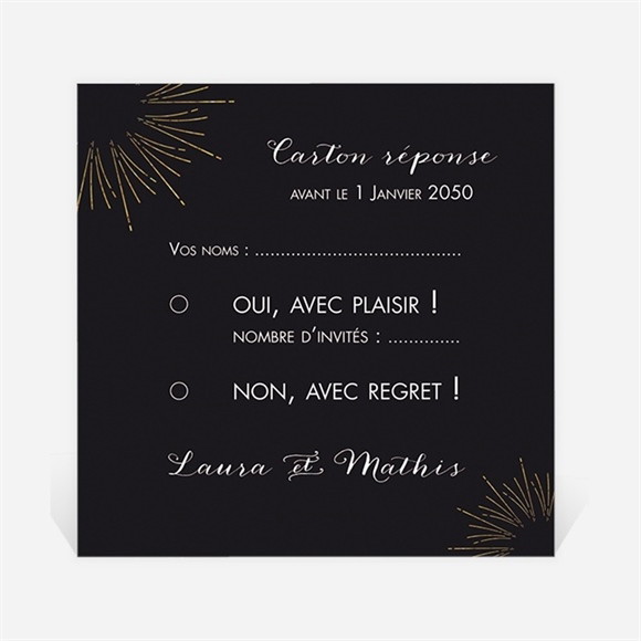 Carton réponse mariage Feux d'artifices réf.N300933