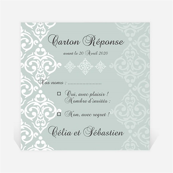 Carton réponse mariage Simple et raffiné réf.N300936