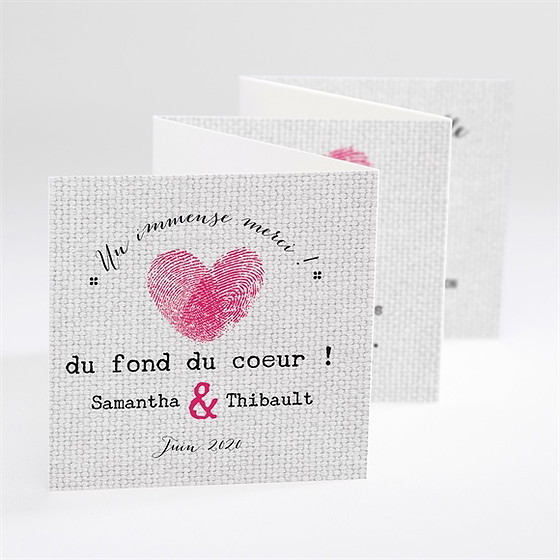 Remerciement mariage nos empreintes en coeur