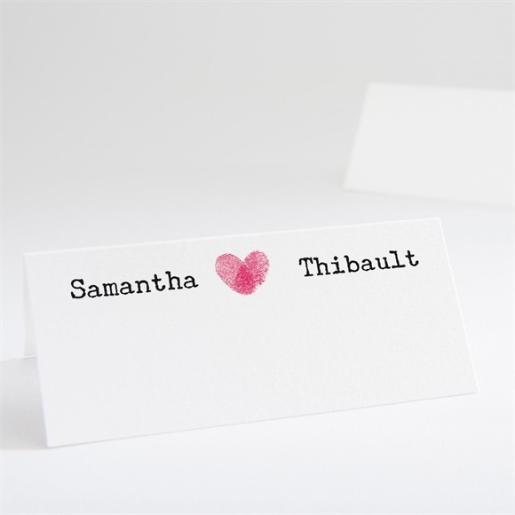 Marque-place mariage Nos empreintes en coeur réf.N440515