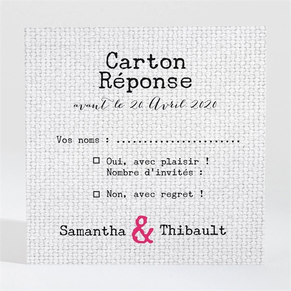 Carton réponse mariage Nos empreintes en coeur réf.N300945
