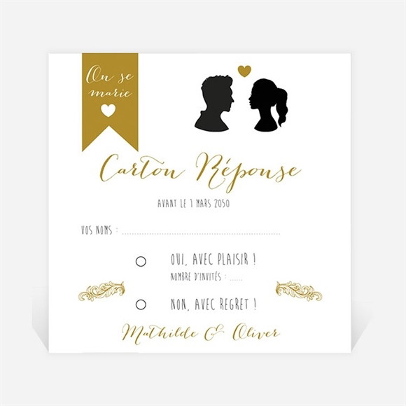 Carton réponse mariage Profils élégants réf.N300951
