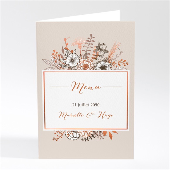 Menu mariage Fleurs cuivrées réf.N401634