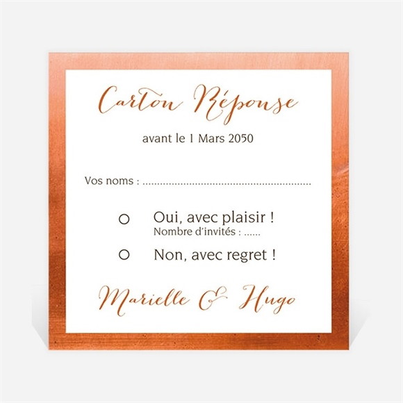 Carton réponse mariage Fleurs cuivrées réf.N300948