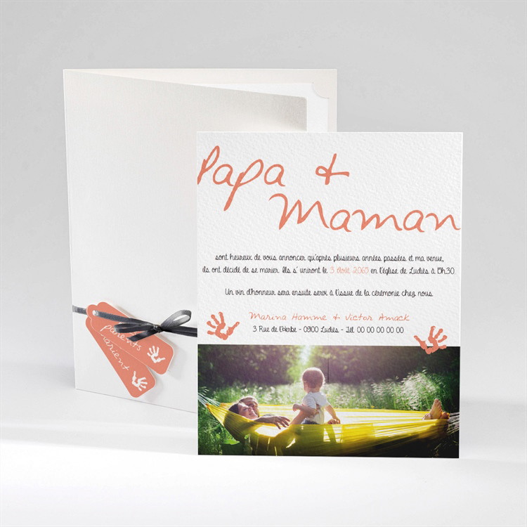 Faire-part mariage Papa + Maman réf.N92018