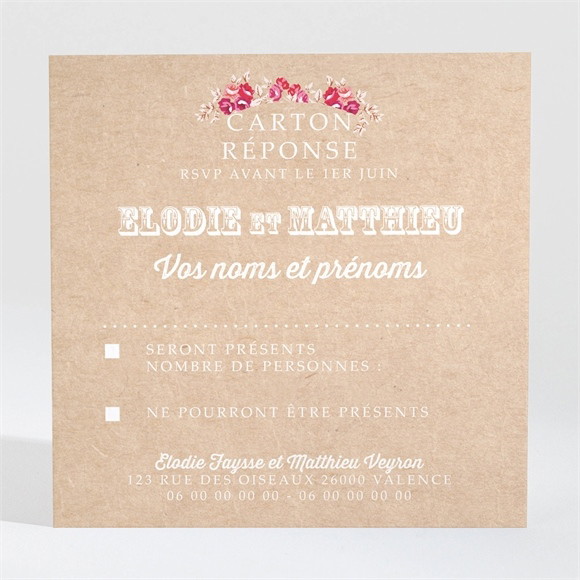 Carton réponse mariage A l'aventure ! réf.N300975