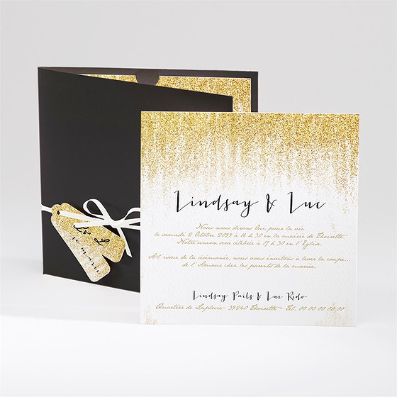 Faire-part mariage pluie d'or