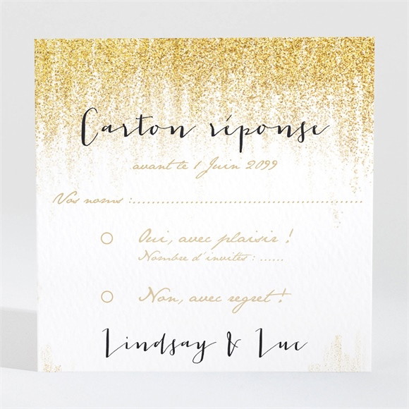 Carton réponse mariage Pluie d'or réf.N300981