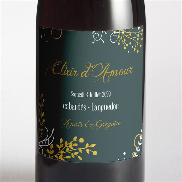 Etiquette de bouteille mariage Scintillant et original réf.N300985