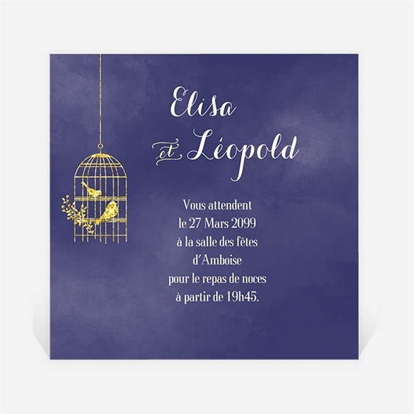 Carton d'invitation mariage Bleu nuit réf.N300998