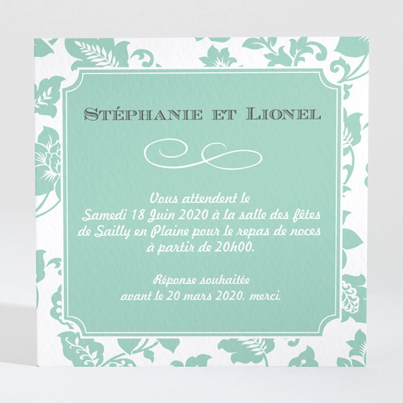 Carton d'invitation mariage Vert Amande réf.N3001004